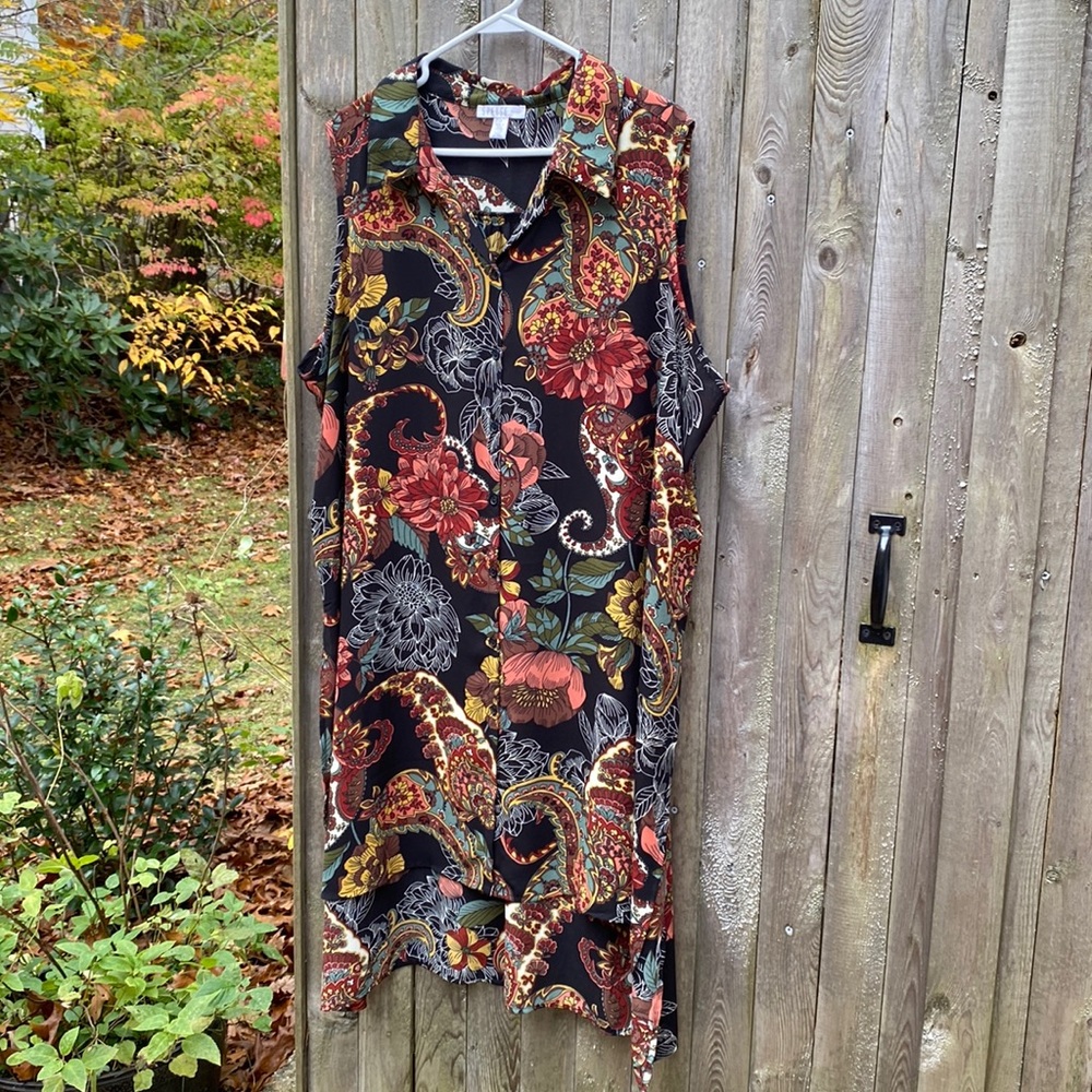 Multi colored Lightweight Long Dress Overlay size 2X